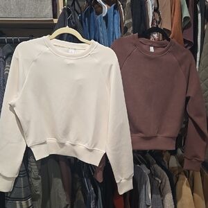 Women's Cream and Brown Sweater Set